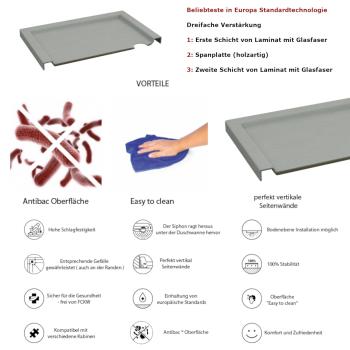 Duschtasse Duschwanne Grau Steinoptik Quadrat Rechteck Viertelkreis Fünfeck Cement Stone